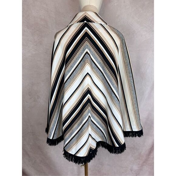 Vintage Striped Polyester Cape Poncho 1970s - Picture 5 of 7